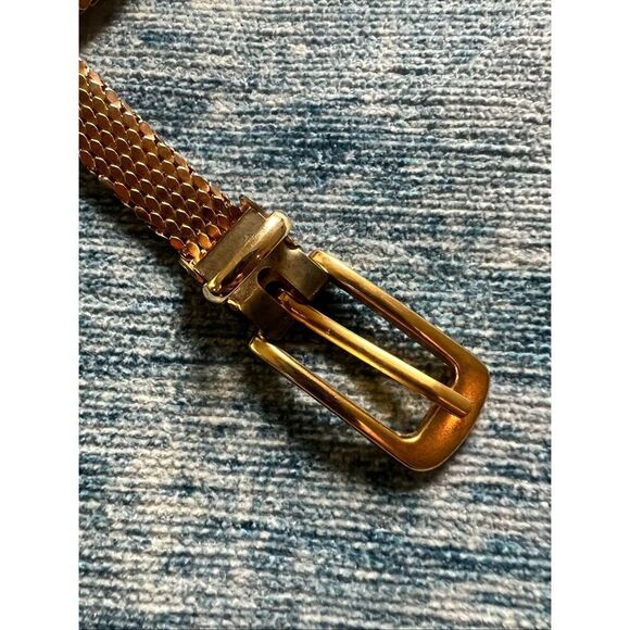 Vintage Gold Tone Brass Fish Scale Metal Belt - Picture 2 of 6